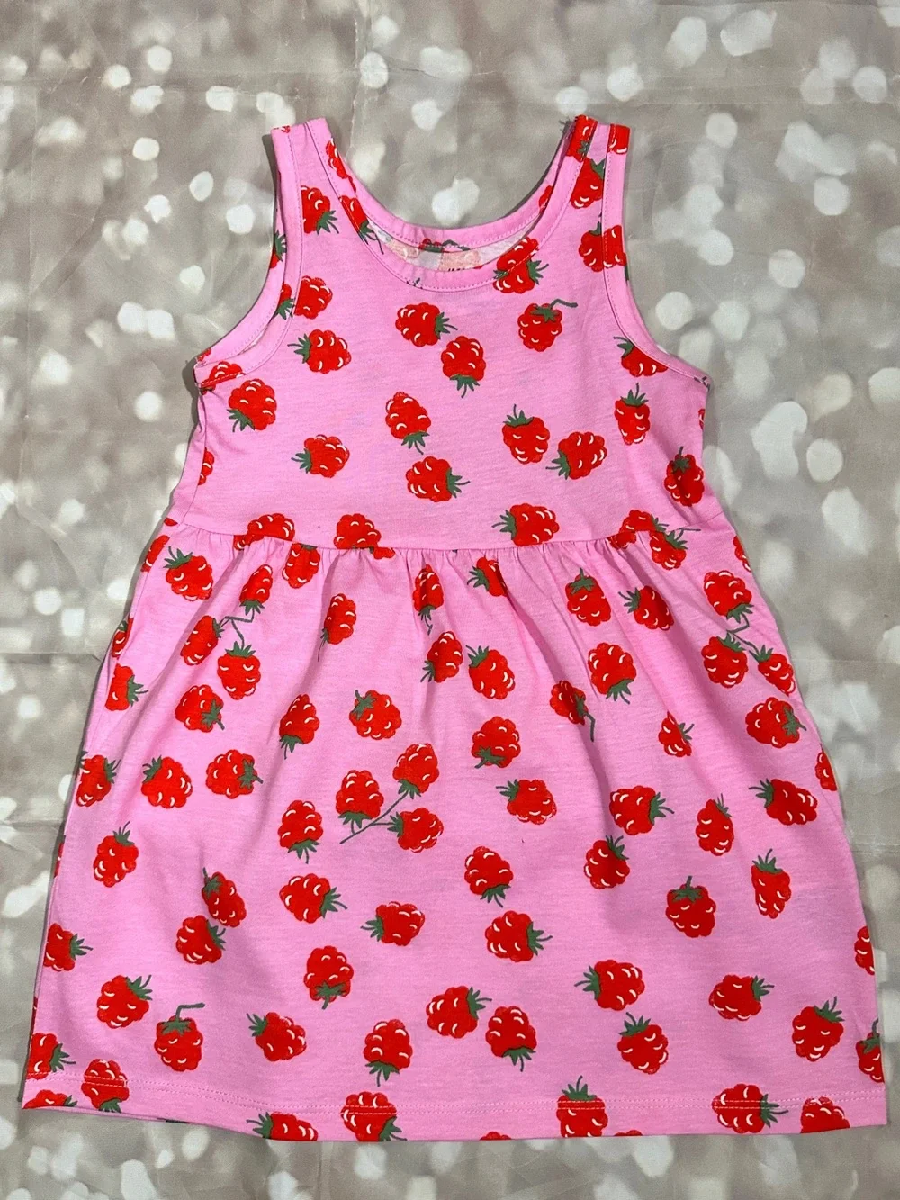 H&M Pink Tank Dress with Red Strawberry Print